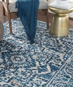 Copper Grove Hagestein Vintage Medallion Sky Blue White Area Rug