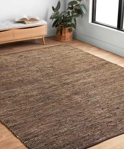 Alexander Home Farmhouse Jute And Leather Handwoven Area Rug