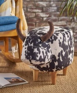 Modern Rugs And Decor Cow Shape Velvet Ottoman Home Décor