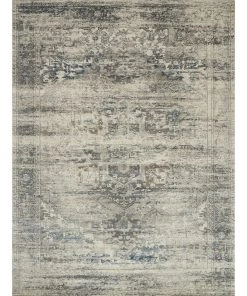 Alexander Home Carissa Distressed Floral Border All Area Rugs And Runners Millennium Collection Soft Area Rug, Grey/ Blue