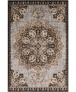 Aoede Floral Medallion Traditional Gray Brown Beige Area Rug