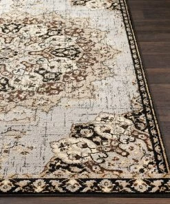 Aoede Floral Medallion Traditional Gray Brown Beige Area Rug