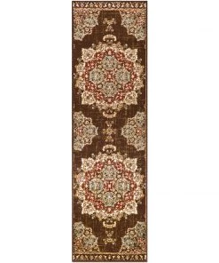 Aoede Floral Medallion Traditional Dark Brown Beige Area Rug