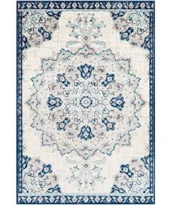 Aoede Floral Medallion Traditional Ivory Gray Navy Area Rug All Area Rugs And Runners