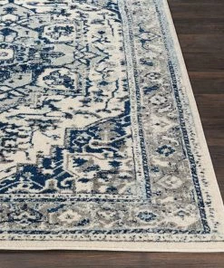 WW Traditional Navy Pale Blue Gray White Area Rugs All Area Rugs And Runners