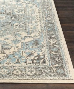 Arienne Traditional Pale Blue Traditional Pale Blue Gray White Area Rugs