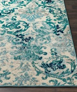 Arturas Teal Damask All Area Rugs And Runners Damask Pattern Soft Teal Aqua Ivory Area Rug