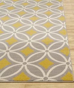 WRG Trellis Chain Gray/Grey Yellow Area Rugs All Area Rugs And Runners