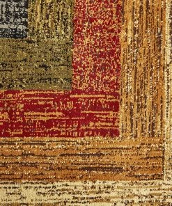 FAS Geometric Bordered Black Brown Red Soft Area Rugs - Multiple Sizes All Area Rugs And Runners