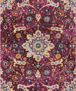 WW Purple Vintage Floral Medallion Area Rugs And Runners