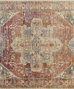 Loloi Javari Collection Distressed Modern Soft Area Rug Berry / Sunrise All Area Rugs And Runners