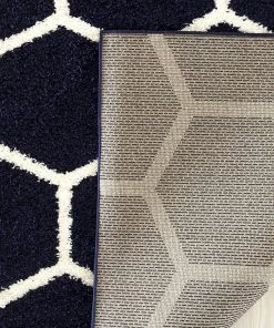 WRG Cozy Geometric Shag Navy Area Rug