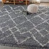 Jonathan All Area Rugs And Runners Mercer Plush Tassel Moroccan Tribal Geometric Trellis Denim Blue/Cream Shag Area Rug