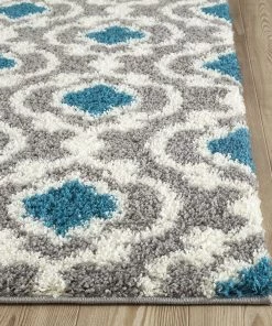 Free Std. Shipping 4-6 Days Gray Turquoise Blue Shag Area Rug