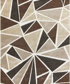 WW Modern Geometric Brown Beige Dark Grey Area Rugs All Area Rugs And Runners