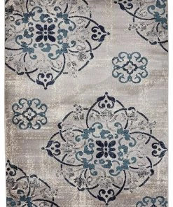DD Design Gray/Grey / Navy / Teal / Beige Area Rugs