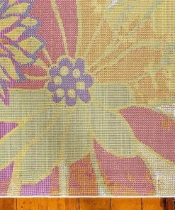 Unique Loom Lyon Tuba Modern Floral Runner Rug, Ivory/Yellow