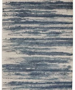 DD Stripes Design Ivory/Navy/Teal Area Rugs