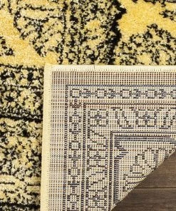 FAS Oriental Vintage Distressed Medallion Gold/Black Soft Area Rug 12 FAS Oriental Vintage Distressed Medallion Gold/Black Soft Area Rug