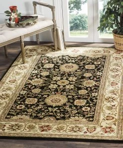 Safavieh All Area Rugs And Runners Lyndhurst Collection Traditional Oriental Non-Shedding Stain Resistant Living Room Bedroom Soft Area Rug Black / Ivory