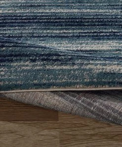 DD Stripes Design Teal/Navy/Beige Area Rugs