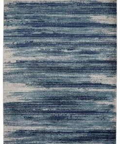 DD Stripes Design Teal/Navy/Beige Area Rugs