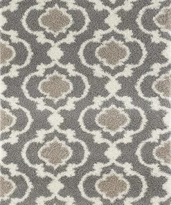 WRG Trellis Gray/Grey Cream Shag Area Rug