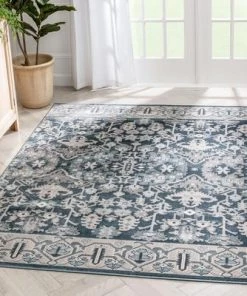 Well Woven Vintage Oriental Persian Blue Soft Area Rug