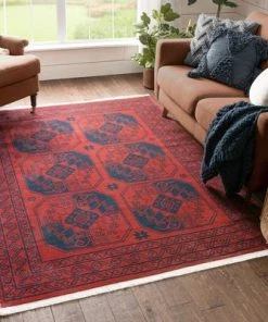 Well Woven All Area Rugs And Runners Bokhara Vintage Antique Tribal Geometric Pattern Crimson Area Rug