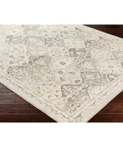 Besma Beige Traditional Medallion Light Grey Beige White Area Rug