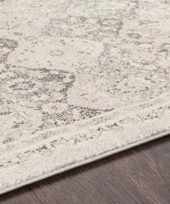 Besma Beige Traditional Medallion Light Grey Beige White Area Rug
