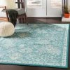 Besma Beige Traditional Medallion Teal Pale Blue White Area Rug All Area Rugs And Runners