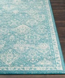Besma Beige Traditional Medallion Teal Pale Blue White Area Rug All Area Rugs And Runners