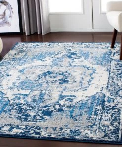 Amalia Distressed Medallion Area Rug All Area Rugs And Runners Vintage Distressed Blue Cream Area Rugs