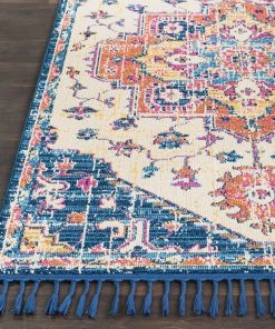 WW All Area Rugs And Runners Tassel Cream Orange Blue Multi-color Area Rugs