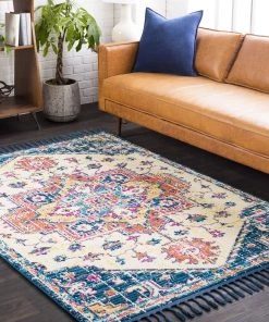 WW All Area Rugs And Runners Tassel Cream Orange Blue Multi-color Area Rugs