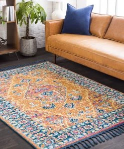 WW All Area Rugs And Runners Tassel Orange Cream Multi-color Area Rugs