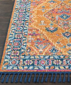 WW All Area Rugs And Runners Tassel Orange Cream Multi-color Area Rugs