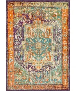 Brielle Navy Traditional Green & Orange Multi Area Rug