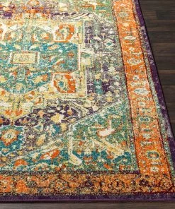 Brielle Navy Traditional Green & Orange Multi Area Rug