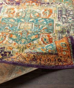 Brielle Navy Traditional Green & Orange Multi Area Rug