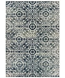 Silver Orchid Brown Floral Tribal Lattice Navy/ Ivory Soft Area Rug All Area Rugs And Runners