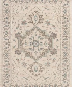 Well Woven Beige Vintage Oriental Medallion Soft Area Rug