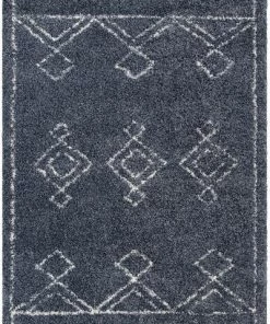 Modern Rugs And Decor Tribal Diamond Pattern Blue Super Soft And Thick Shag Soft Area Rug All Area Rugs And Runners