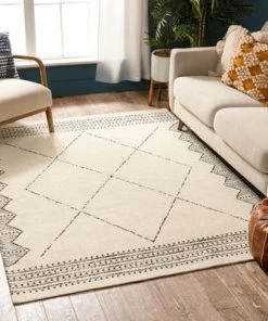 Well Woven Moroccan Diamond Pattern Beige Rug