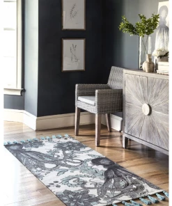 NL Handmade Cotton Wool Octopus Pattern Aqua Soft Area Rugs