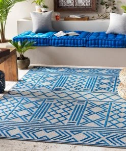 All Area Rugs And Runners Cassian Bohemian Indoor/ Outdoor Area Rug Dark Blue