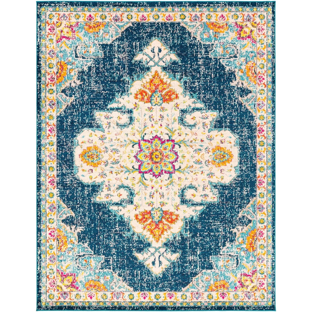 Chahira Navy & Saffron Vintage All Area Rugs And Runners Vintage Medallion Navy Ivory Multi-color Area Rug 2 Chahira Navy & Saffron Vintage All Area Rugs And Runners Vintage Medallion Navy Ivory Multi-color Area Rug