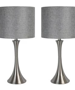 Modern Rugs And Decor Metal Nickel Finish 25" Table Lamp Set (Set Of 2)