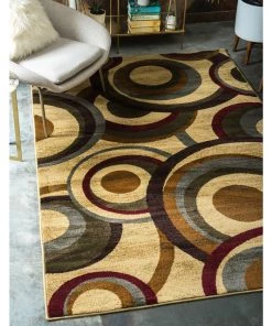 Contemporary Beige Burgundy Multi-color Area Rugs All Area Rugs And Runners